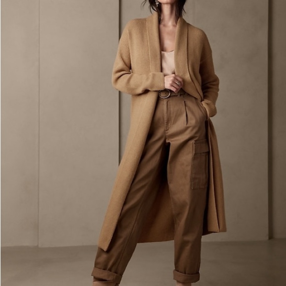 Banana Republic Camel Women's Extra Long Ribbed Duster XS